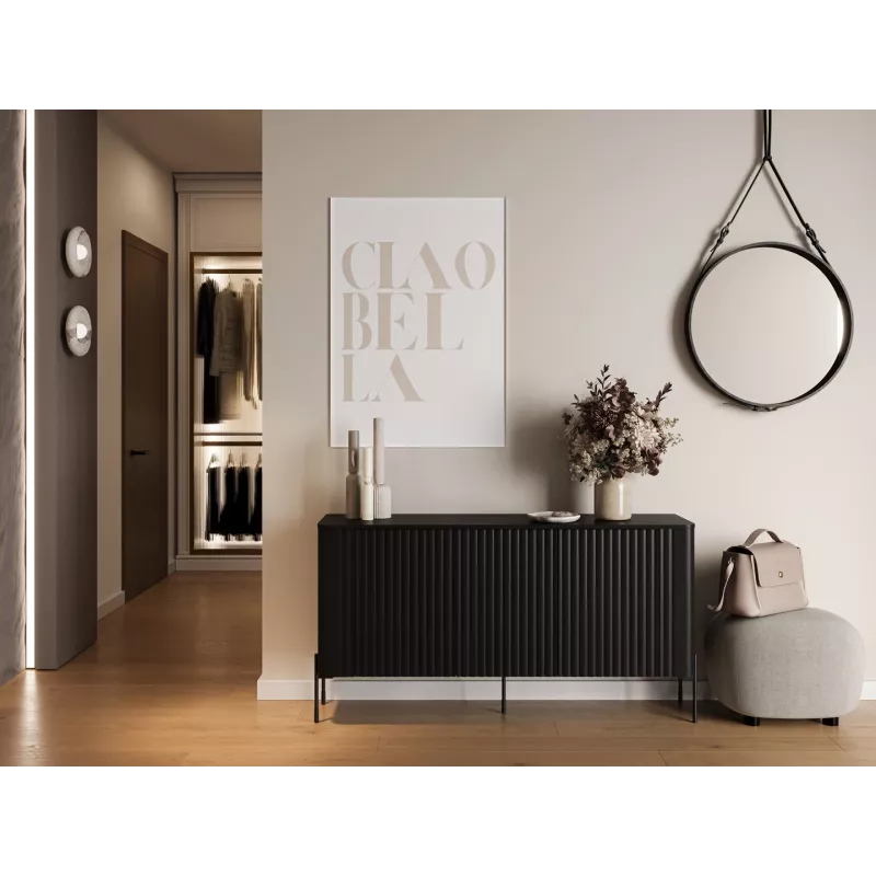 Cama VERA komoda 150x40x80 matná čierna