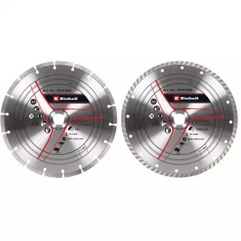 Sada diamantových rezacích kotúčov pre uhlovú brúsku EINHELL 230×22,23×1,8 mm, turbo okraj, 2 kusy