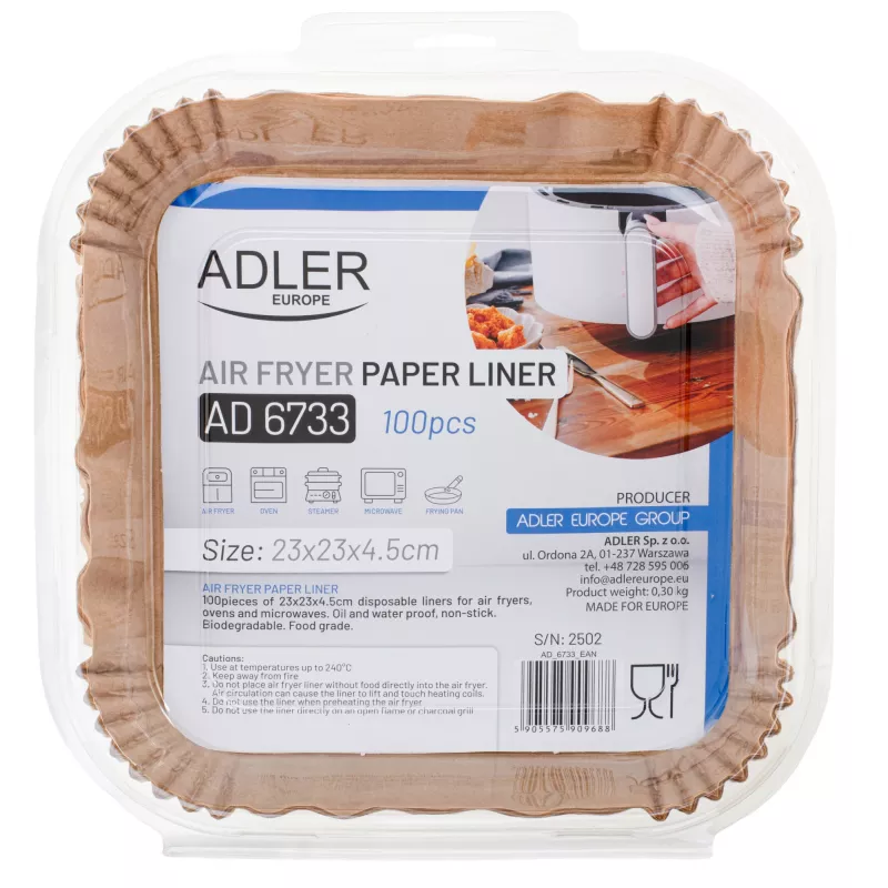 Adler papierové vložky do fritézy s horúcim vzduchom | AD 6733 | 100 kusov