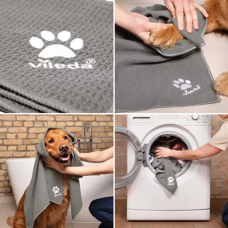 Sada metiel VILEDA Pet Pro 175388 — 3-dielna, elektrostatická kefa a mikrovláknová utierka, červená