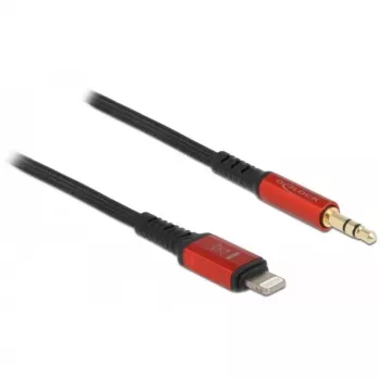Delock - kábel Lightning na konektor slúchadiel - Lightning samec na mini-phone stereo 3,5 mm samec - 50cm - čierny, červený (86586)