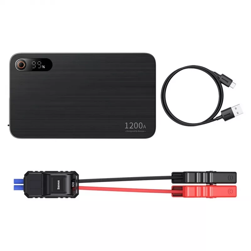 Powerbanka/štartovacie zariadenie Baseus Pro+ autoštartér, 12000mAh, 1200A, USB (čierna)
