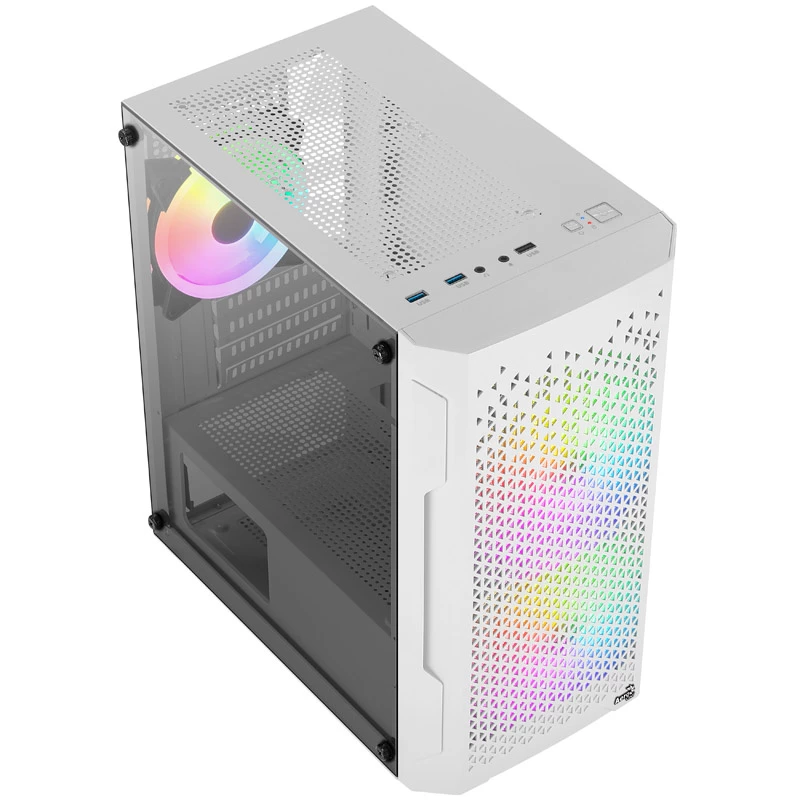 ATX AEROCOOL TRINITY MINI FRGB MICRO MINI TOWER SKRIŇA SO SKLENENÝM PANELOM (BIELA)
