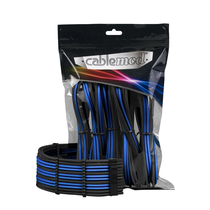 CableMod PRO ModMesh 12VHPWR predlžovacia sada káblov čierna/modrá — 12VHPWR predlženie napájania GPU