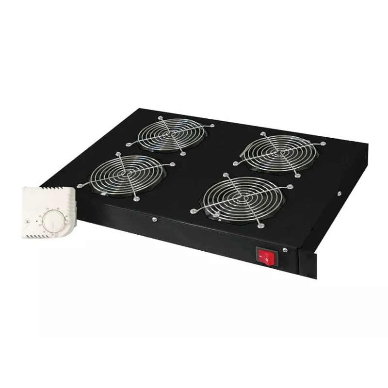 Digitus DN-19 FAN-4-HO-SW 19-palcová strešná vetracia jednotka, 4 ventilátory, termostat, čierna