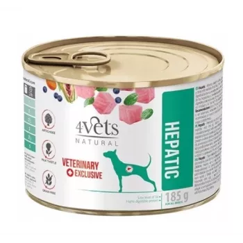 Mokré krmivo pre psov 4vets Natural Hepatic 185 g – morčacie, senior, podporuje funkciu pečene