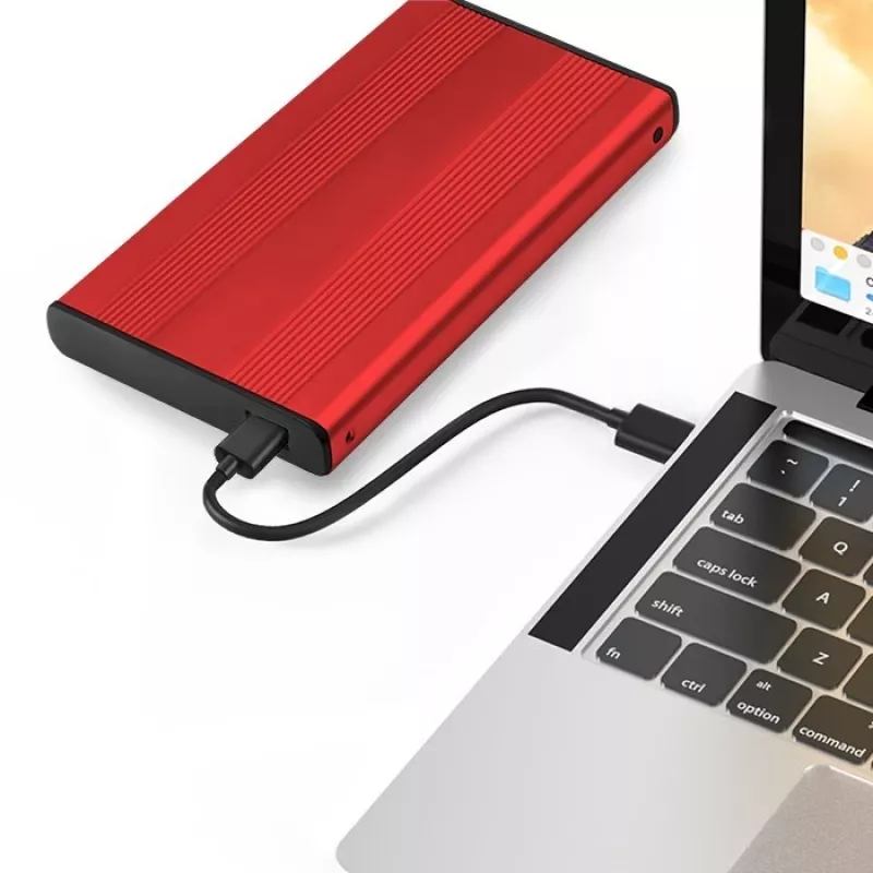 Puzdro na HDD/SSD QOLTEC 51860 pre 2,5-palcové SATA-III disky, USB Type-A, 5 Gbit/s, hliník, červená