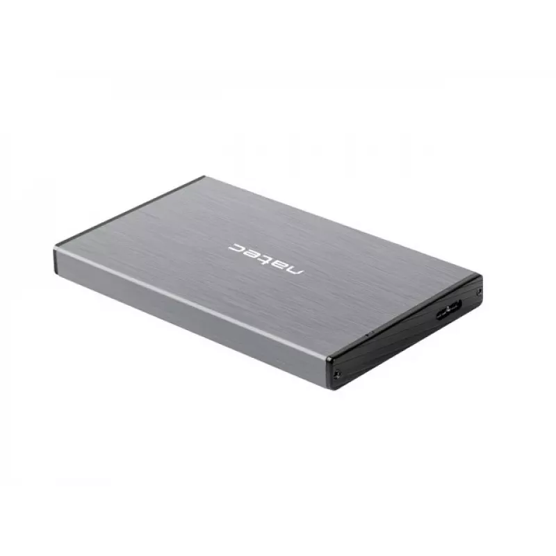 Externé HDD/SSD puzdro NATEC Rhino GO — 2,5 palca SATA, 9,5 mm, USB 3.0, hliník, sivé, až do 4 TB