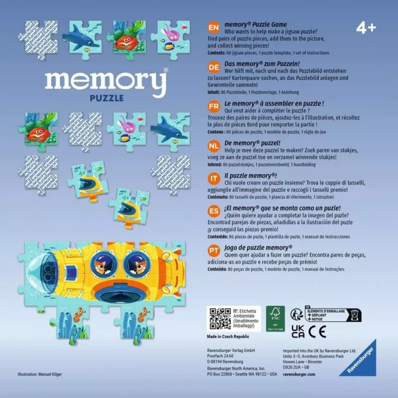 memory Puzzle Unterwasserwelt, stolová hra