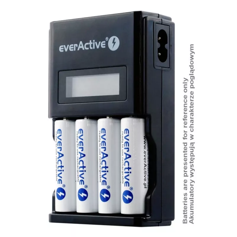 Nabíjačka akumulátorov everActive NC450B — 4‑článková nabíjačka AAA, 110/230V AC, čierna