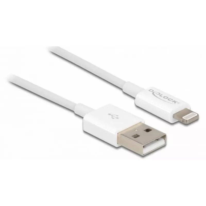 USB dátový a nabíjací kábel DeLOCK 83000 pre iPhone iPad iPod biely 1 m