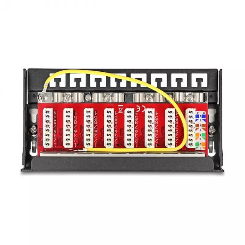 Patch panel DELOCK Mini Desktop RJ45 8 portov Cat.6A tienený čierny na stôl, stenu alebo lištu DIN