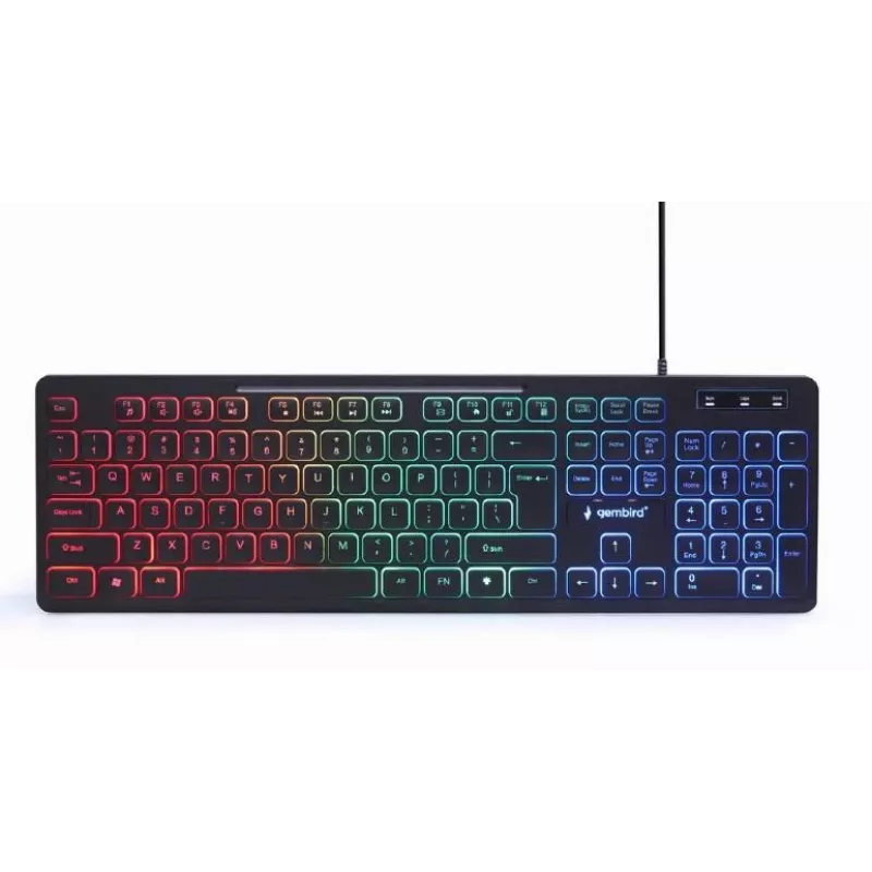 Káblová Full-Size klávesnica s myšou Gembird KBS-UML-01 — USB, QWERTY US, 104 tlačidiel, čierna