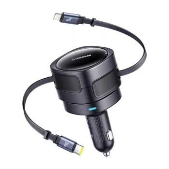 Auto nabíjačka Baseus Enjoyment Max 60W s USB-C a Lightning káblami, dvojportové rýchlonabíjanie