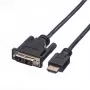 ROLINE adaptérový kábel HDMI na DVI-D (Single Link) - 1,5m - čierny (11.04.5516)