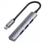 USB-C hub Unitek H1208B — 1x USB-A 5 Gbit/s, 3x USB-A 2.0, USB-C host, hliníkové puzdro, 0,20 m kábel