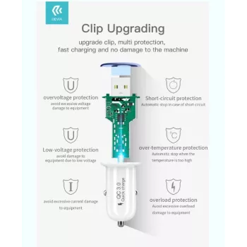 Autonabíjačka Devia Mushroom séria QC3.0 18W zlatá – USB Quick Charge 3.0, 18W výstup
