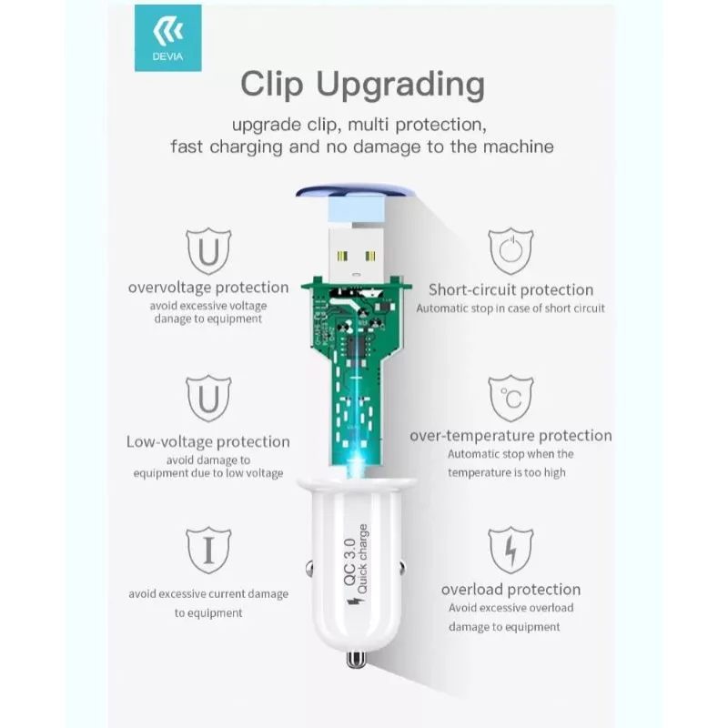 Autonabíjačka Devia Mushroom séria QC3.0 18W zlatá – USB Quick Charge 3.0, 18W výstup