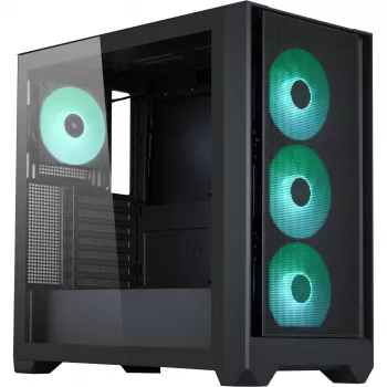 PC skriňa Silentware Flow 110 A-RGB čierna — Mid-Tower skriňa, bočný panel z tvrdeného skla