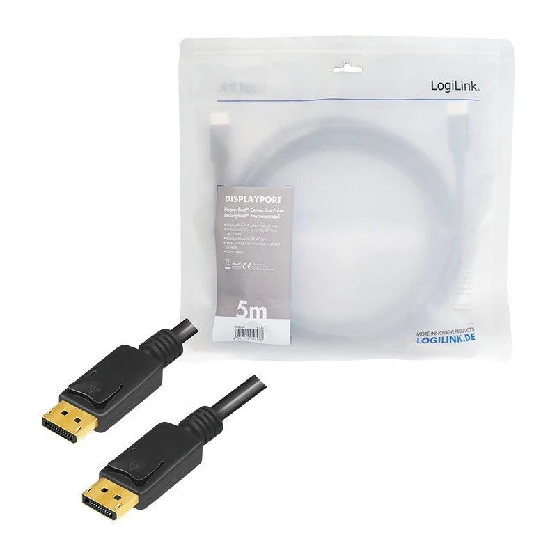 DisplayPort kábel LogiLink CV0139 5 m čierny