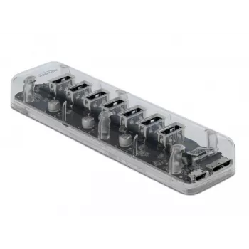 USB hub DeLOCK 64088 transparentný USB 3.2 Gen 1 Micro-B