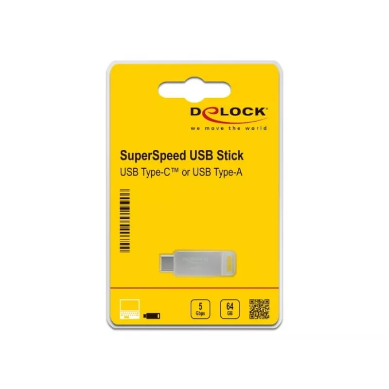 USB kľúč DeLOCK 64 GB USB-C Type-A otočný kovové puzdro