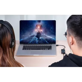 Externá USB 2.0 zvuková karta Vention CDRBF — 16-bit, 44,1–48 kHz, USB napájaná, 1 m kábel, Line-In/Line-Out
