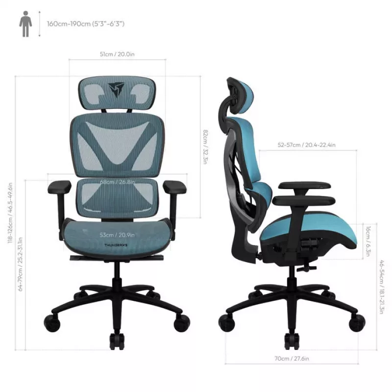 ThunderX3 XTC ergonomická kancelárska stolička - čierna/modrá