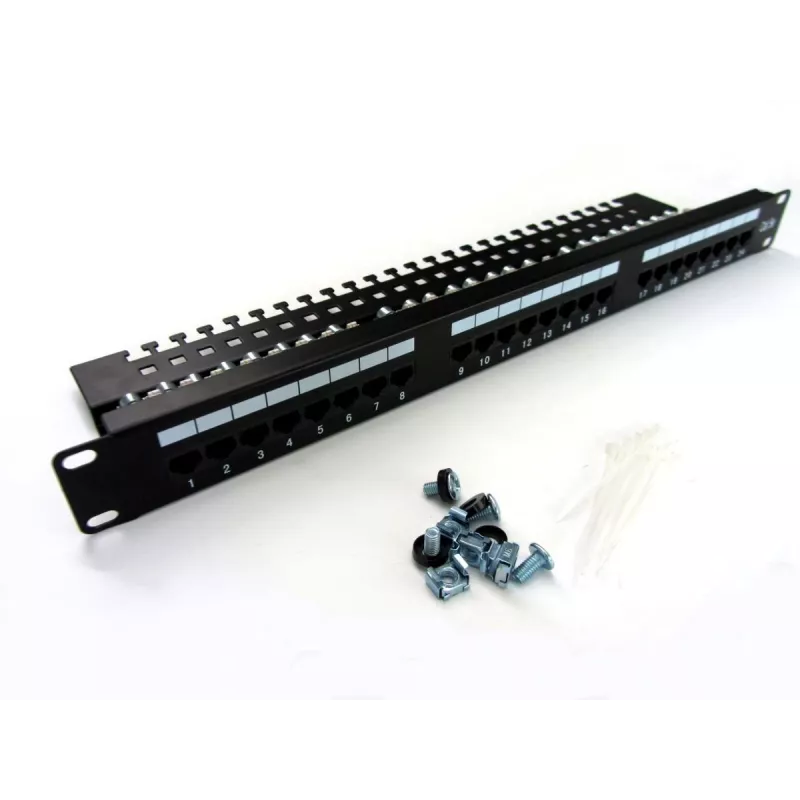Digitus DN-91524U-EC 19" 24-portový Cat5e U/UTP patch panel, 1U, s káblovou podporou, čierny