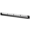 Qoltec 54516 patch panel pre 19-palcový rack, 24 portov, 1U, UTP, čierny