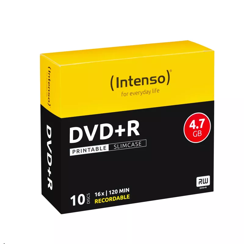 INTENSO DVD+R 4,7 GB 16x potlačiteľné balenie 10 ks Slimcase, 120 mm