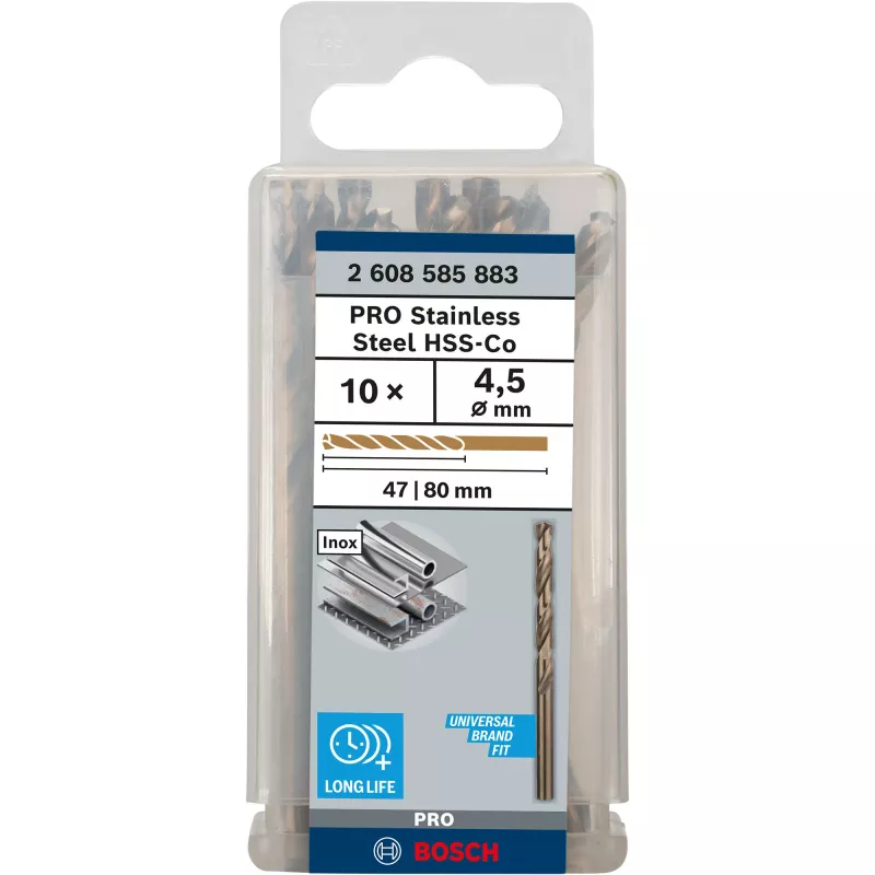 Bosch PRO Stainless Steel HSS-Co špirálový vrták, Ø 4,5 mm, 10 ks