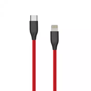 Silikónový kábel USB Type-C - Lightning, 1 m (červená)