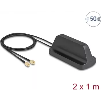 Anténa DELOCK 81485 5G LTE GNSS Wi‑Fi 6 MIMO s 2×SMA konektormi, zisk 2,1–3,0 dBi