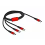 USB nabíjací kábel DeLOCK 3 v 1 USB Type-C na 3 x USB Type-C 1 m čierny/červený