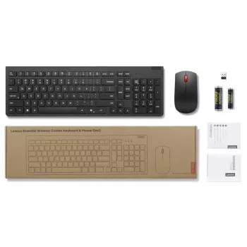Bezdrôtová súprava klávesnice a myši Lenovo Essential Wireless Combo Gen2 — čierna, kompaktné rozloženie, bezdrôtové pripojenie