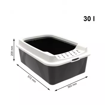 Otvorená mačacia toaleta rotho Bonnie Cat 572×393×209 mm, technopolymér, 30 l, čierna/sivá