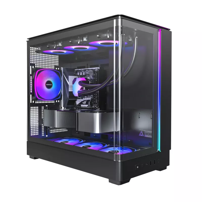 PC skriňa Montech KING 15 PRO čierna — Midi-Tower pre micro ATX / Mini-ITX