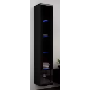 Cama vitrína VIGO '180' 180/40/30 čierna/čierna lesk