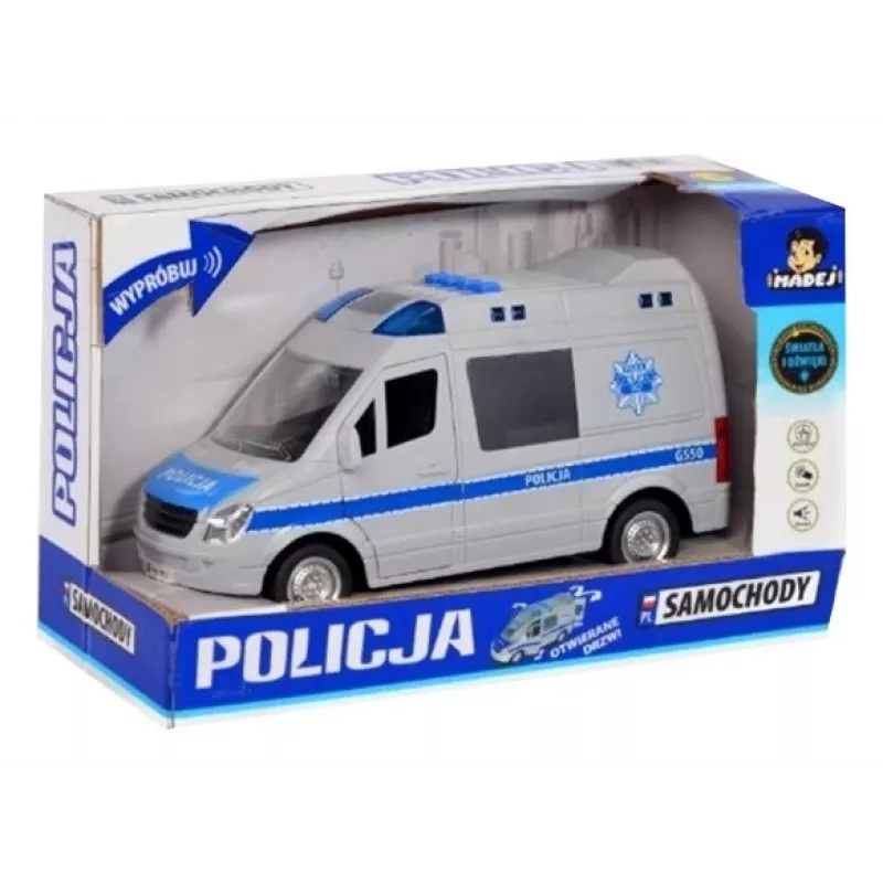 Mechanická hračka Madej model 075007 — polícia so zvukom, naťahovací mechanizmus