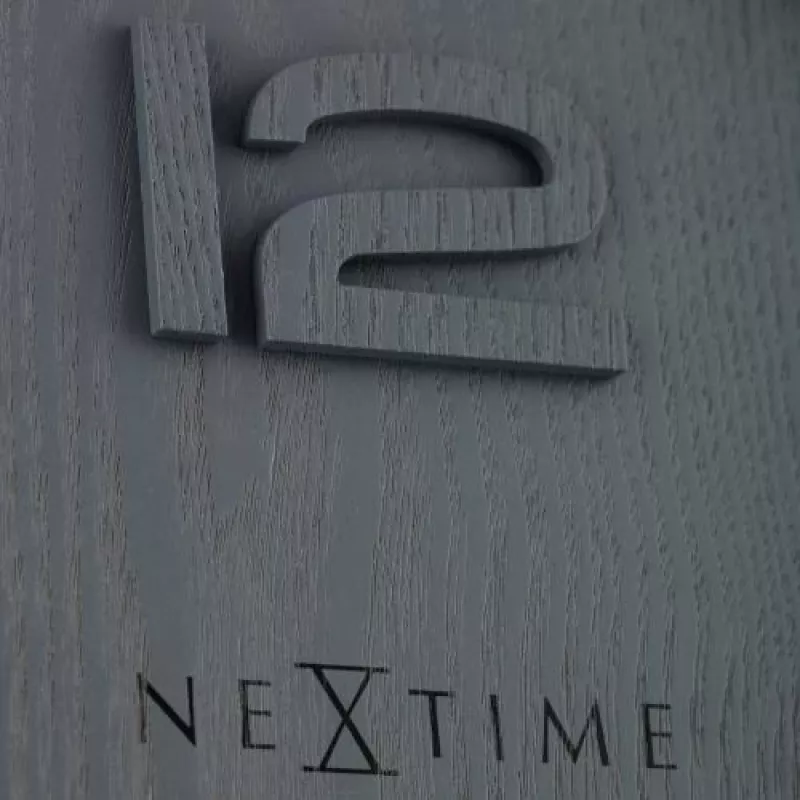 NeXtime 3096GS - nástenné hodiny - quartzové hodiny - okrúhle - sivá - drevo - dospelí