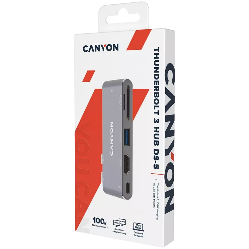 Canyon DS-5 USB 2.0 Type-C sivý SD čítačka kariet 60 Hz