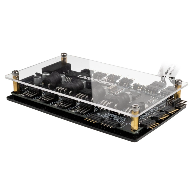 Ovládač ventilátorov a RGB Lamptron RW460 pre systémy vodného chladenia — čierny