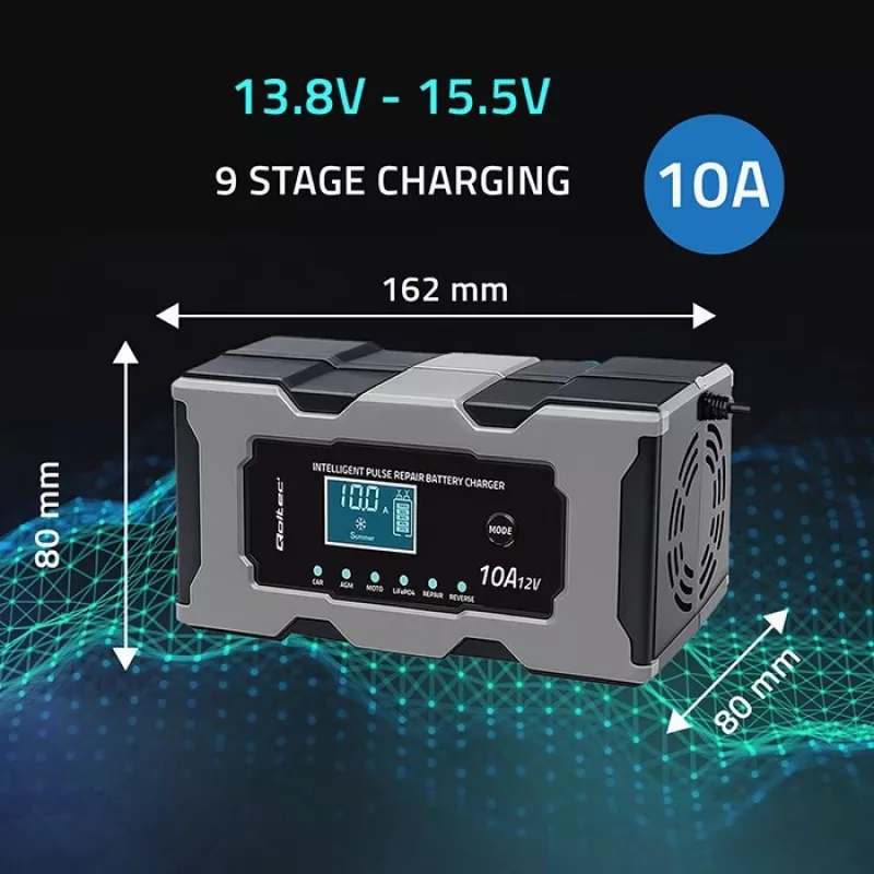 Nabíjačka QOLTEC 52493 12V 10A s funkciou opravy pre AGM batérie