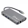 UNITEK uHUB O8+ káblový USB 3.2 Gen 1 Type-C hub, sivý, 100W Power Delivery