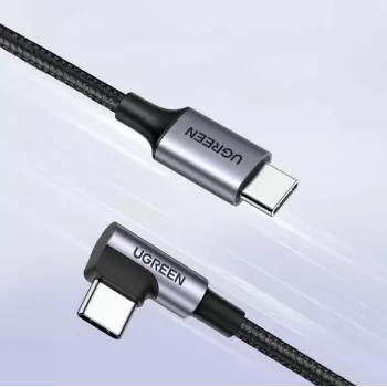 Ugreen USB-C (rovný) / USB-C (zahnutý) PD QC 60W 3A 0,5 m US255 (sivá)