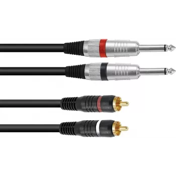 Audio adaptérový kábel Omnitronic 2x 3,5 mm jack na 2x Cinch, 3 m, čierny