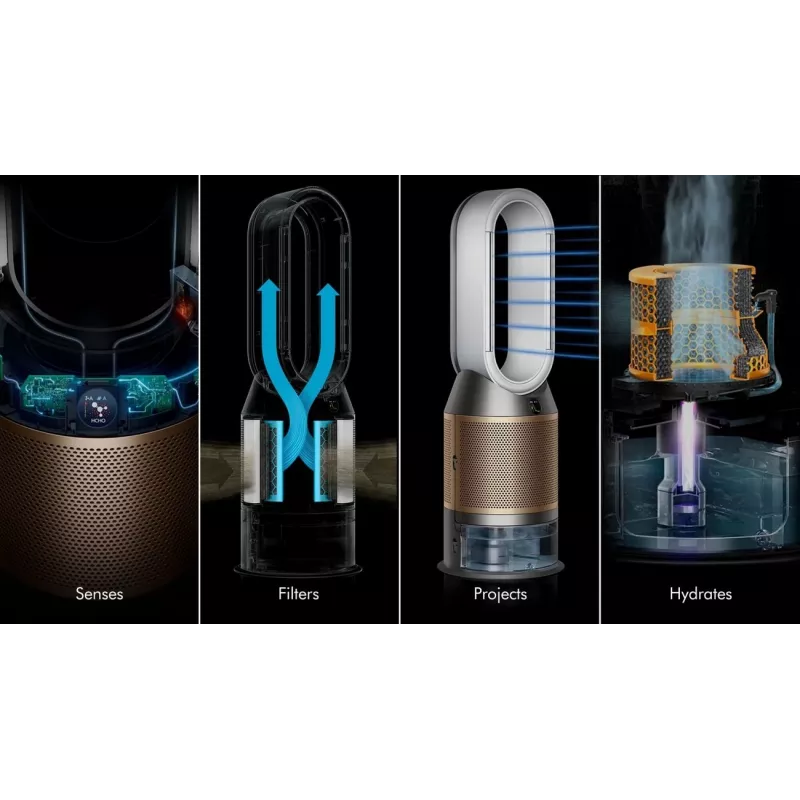 Čistička vzduchu Dyson Purifier Humidify + Cool De-Nox 62.4 dB 45 W zlatá biela