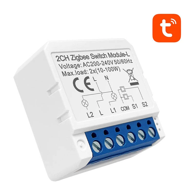 Smart modul vypínača Avatto LZWSM16-W2 ZigBee — nevyžaduje nulový vodič, podomietkový reléový modul