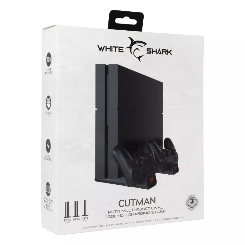 Chladiaci podložka White Shark PS4-19076 Cutman s 2 nabíjacími stanicami pre ovládač